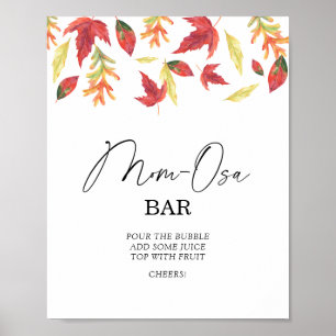 Poster Fête prénatale de bébé aux feuilles tombantes Momo
