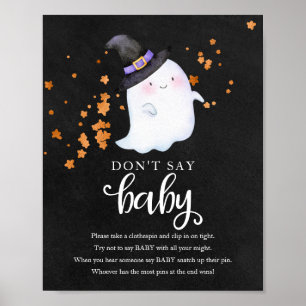 Poster Fête Prénatale de Bébé Fantôme Halloween Panneau "