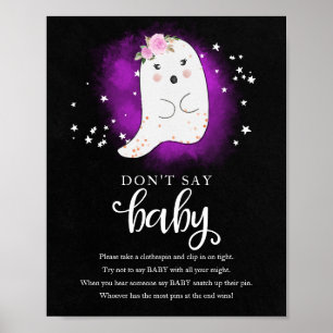Poster Fête Prénatale de Bébé Fantôme Halloween Panneau "