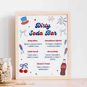 Poster Fête prénatale du 4 juillet avec un bar de sodas c