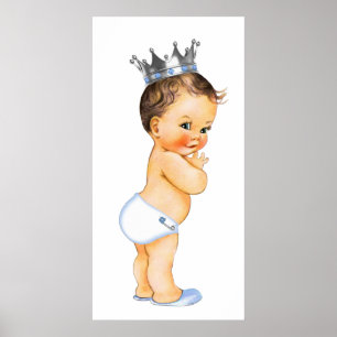 Poster Fête prénatale du bébé prince brunette