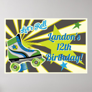 Poster Fête rétro de derby en patins à roulettes