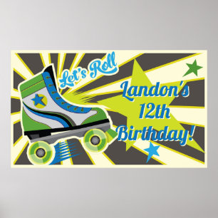Poster Fête rétro de derby en patins à roulettes