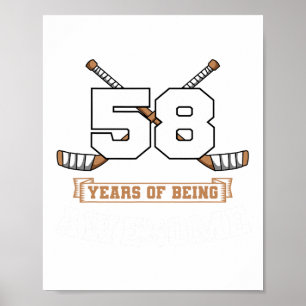 Poster Fête Thème Sportif 58e Anniversaire Hockey sur Gla