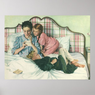 Poster Fête vintage des mères, enfants Lire les cartes da