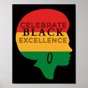 Poster Fêter l'excellence noire Afro Silhouette - Rouge