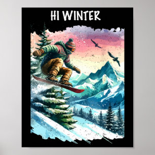 Poster Fêtes d'hiver Snowboard Noël Noël Snowboa