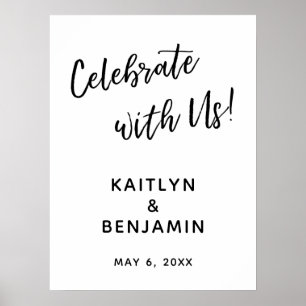 Poster Fêtez avec nous ! Signe Mariage de typographie sim