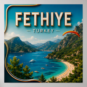 Poster Fethiye Turquie Côte Méditerranéenne Voyage Paysag