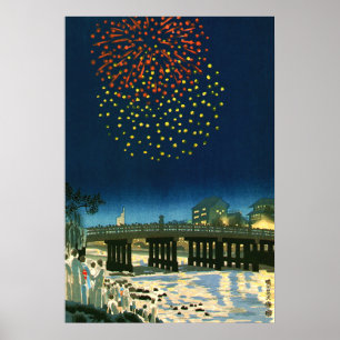 Poster Feu d'artifice à la rivière Kamo Kyoto Kotozuka Ei
