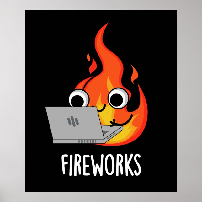 Poster Feu d'artifice Funky Fire Flame Pun Dark BG (Devant)