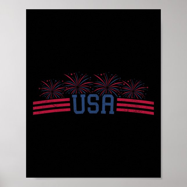 Poster Feu d'artifice patriotique 4 juillet Drapeau améri (Devant)