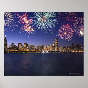 Poster Feu d'artifice sur l'horizon de Chicago 2