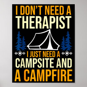 Poster Feu de camp de camping vie en forêt campeur