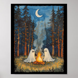 Poster Feu de camp fantôme Camping Forêt de l'Amant Gothi