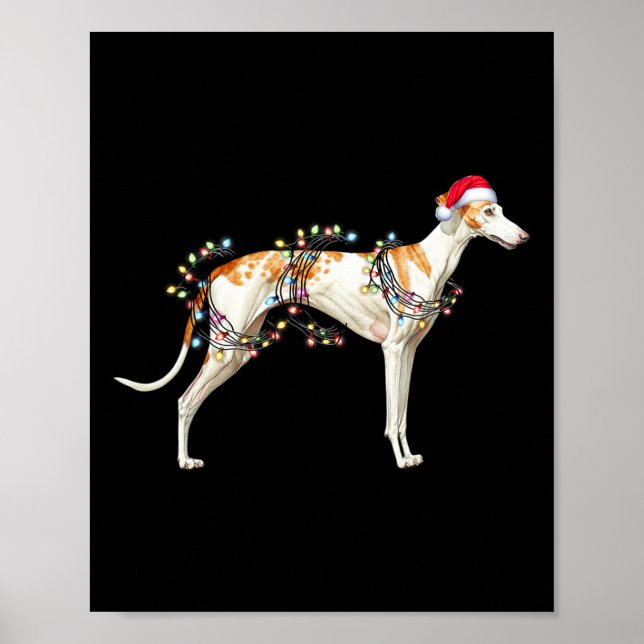 Poster Feu de Noël Casquette de chien Whippet Santa Claus (Devant)