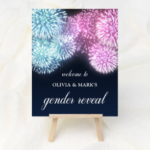 Poster Feu de travail rose bleu Révélation de genre Bienv