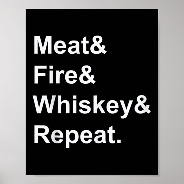 Poster Feu de viande Whiskey Répéter Barbecue Funny Chemi (Devant)