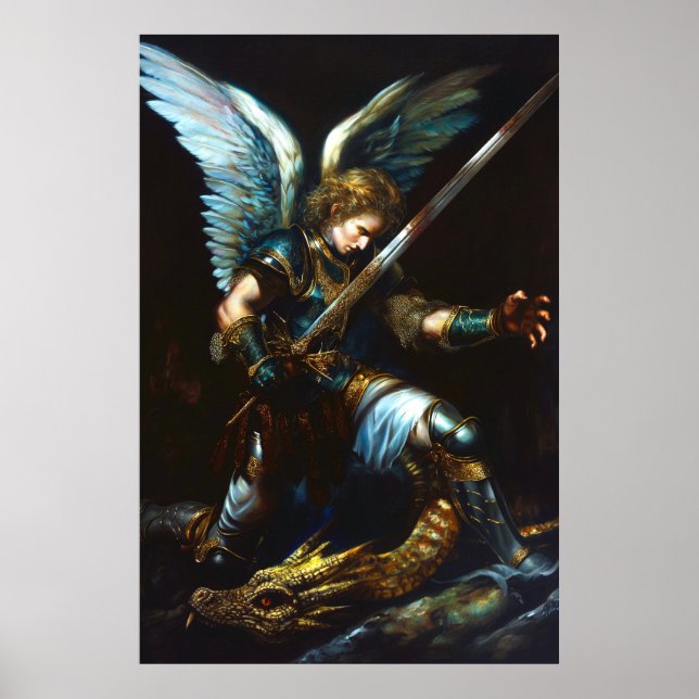 Poster Feu et plume | Epic Angel contre Dragon (Devant)