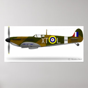 Poster Feu Spitfire Supermarine - Customisé