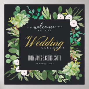 POSTER FEUILLAGE À COURONNE NOIRE ACRÉELLE DE MARIAGE BIE
