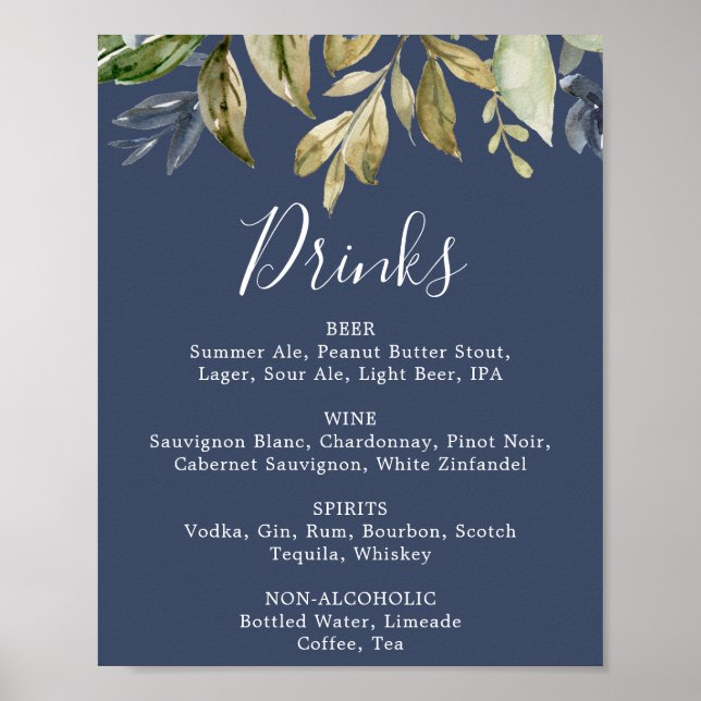 Poster Feuillage d'automne | Panneau de menu de boissons  (Devant)