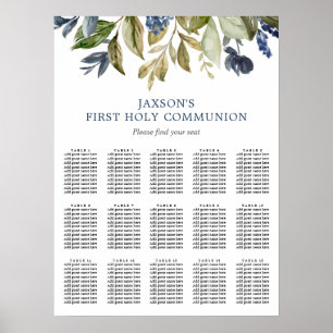 Poster Feuillage de verdure bleue feuilles vertes plan de