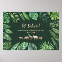 Feuillage tropical + baby shower jumeau d'animaux 