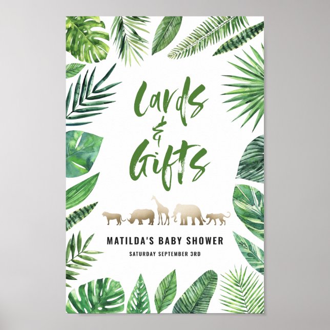 Poster Feuillage tropical + cartes et cadeaux d'animaux d (Devant)