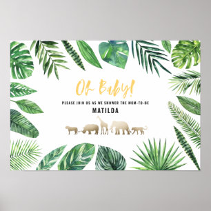 Poster Feuillage tropical + partie de baby shower