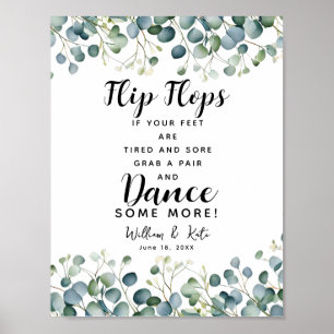 Poster feuillage verdoyant mariage tongs panneau mariage