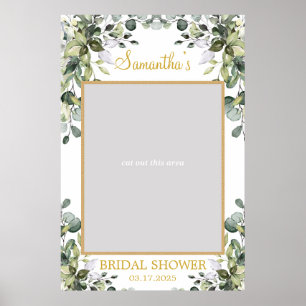 Poster Feuillage vert luxuriant eucalyptus et photo or