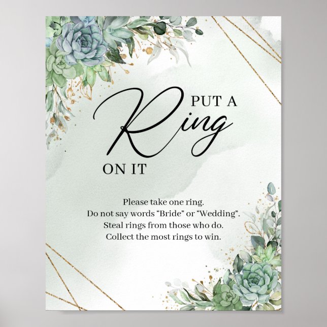 Poster Feuillage vert Succulent Placer une bague sur le p (Devant)