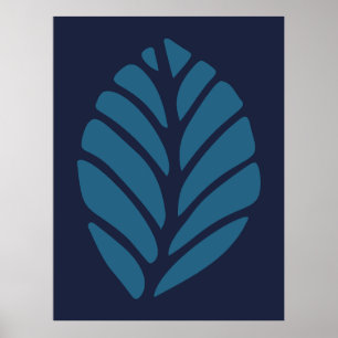 Poster Feuille bleue minimaliste