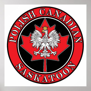 Poster Feuille canadienne ronde de Saskatoon