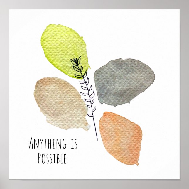 Poster Feuille d'aquarelle esthétique moderne (Devant)