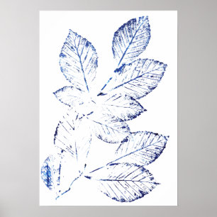 Poster feuille de bouleau bleu marine imprimer 1