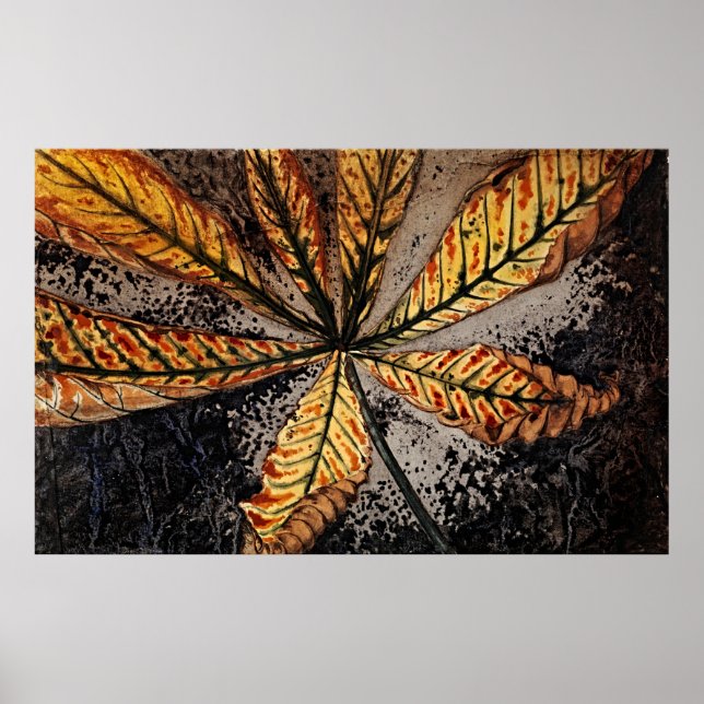 Poster Feuille de châtaignes par Julie de Graag - Flore r (Devant)
