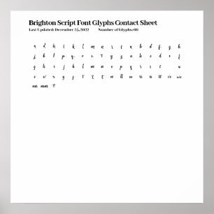 Poster Feuille de contact Brighton Script Font Glyphes