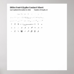 Poster Feuille de contact Ditto Font Glyphes