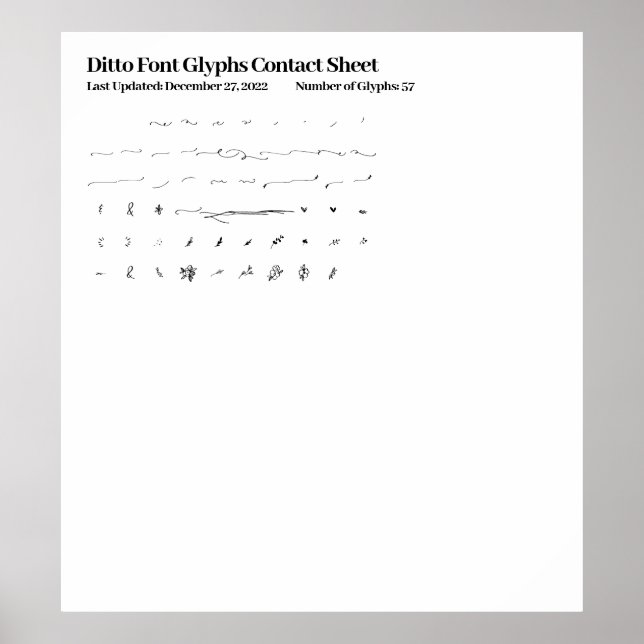 Poster Feuille de contact Ditto Font Glyphes (Devant)