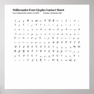 Poster Feuille de contact Glyphes de police Stillwoncomme
