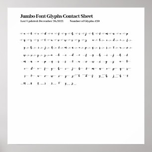 Poster Feuille de contact Jumbo Font Glyphes