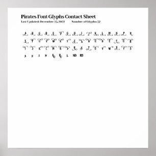 Poster Feuille de contact Pirates Font Glyphes