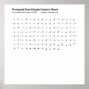 Poster Feuille de contact pour les glyphes de police West