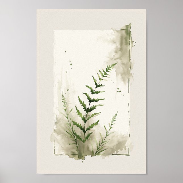 Poster Feuille de fougère botanique élégante (Devant)