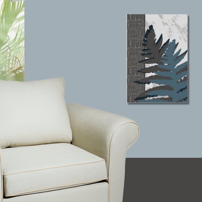 Poster Feuille de fougère gris stylisée (Stylized Gray Fern Leaf Poster)