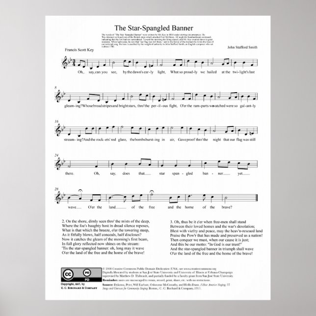 Poster Feuille de musique de la bannière nationale de l'h (Devant)