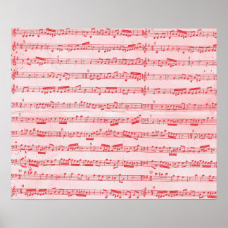 Poster Feuille de musique rouge vintage