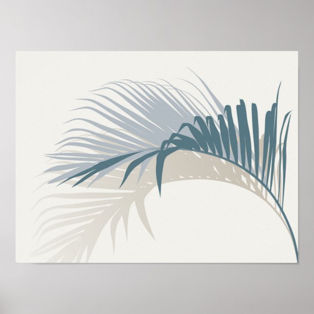 Poster Feuille de palme bleue avec ombre (Devant)